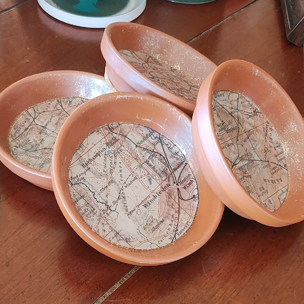 Set of Four Terracotta Map Coasters - Picture 5 of 6